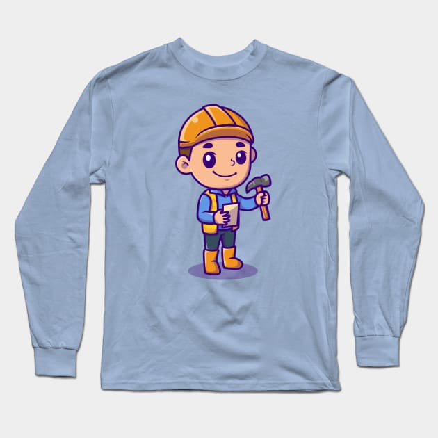 Cute Architect Holding Hammer Long Sleeve T-Shirt by Catalyst Labs